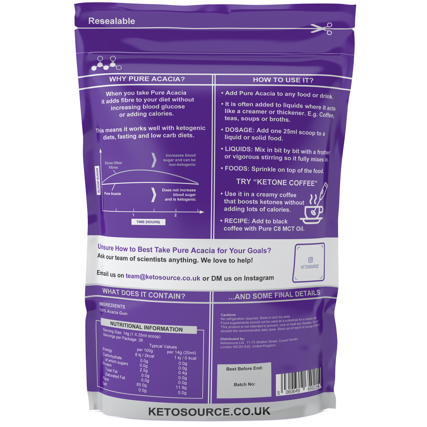 Packung mit 10 x Ketosource Pure Acacia (500 g)