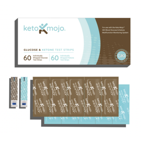 Keto Mojo GKI-Teststreifen (60 Glukose + 60 Ketone) – DAS KOMBIPAKET